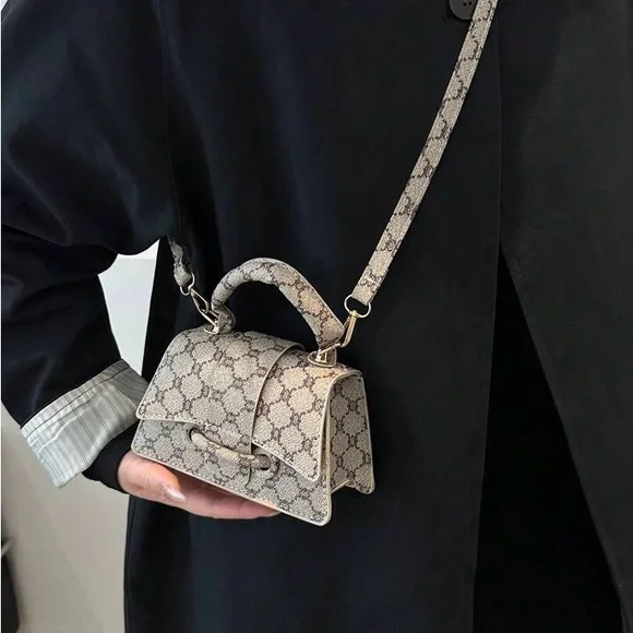 Designer Logo gg Beige brown Patterned mini handbag looks like gucci BRAND NEW - Picture 4 of 13